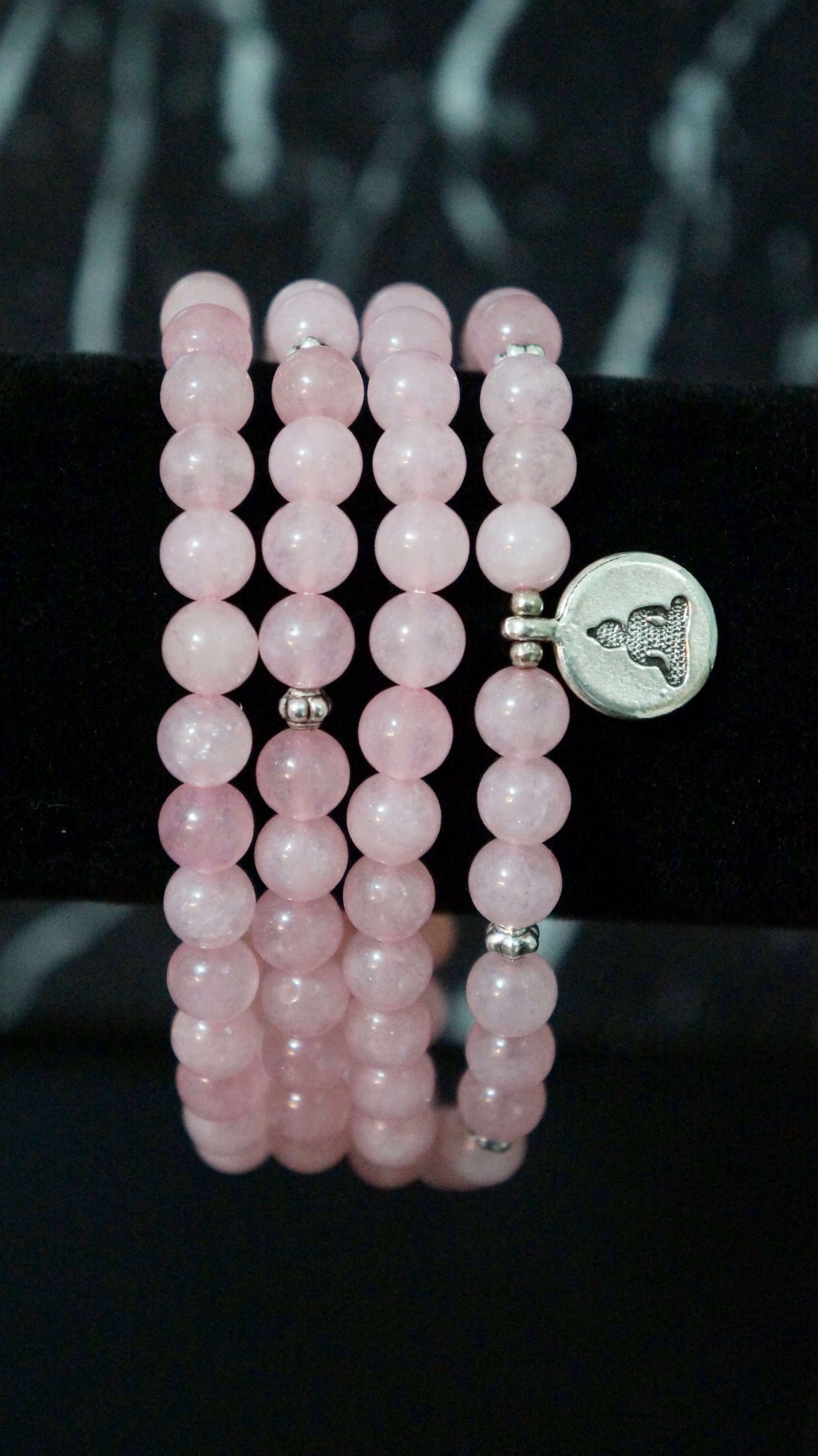 Bracelet - Rose Quartz Mala (Bead) with Buddha Charm