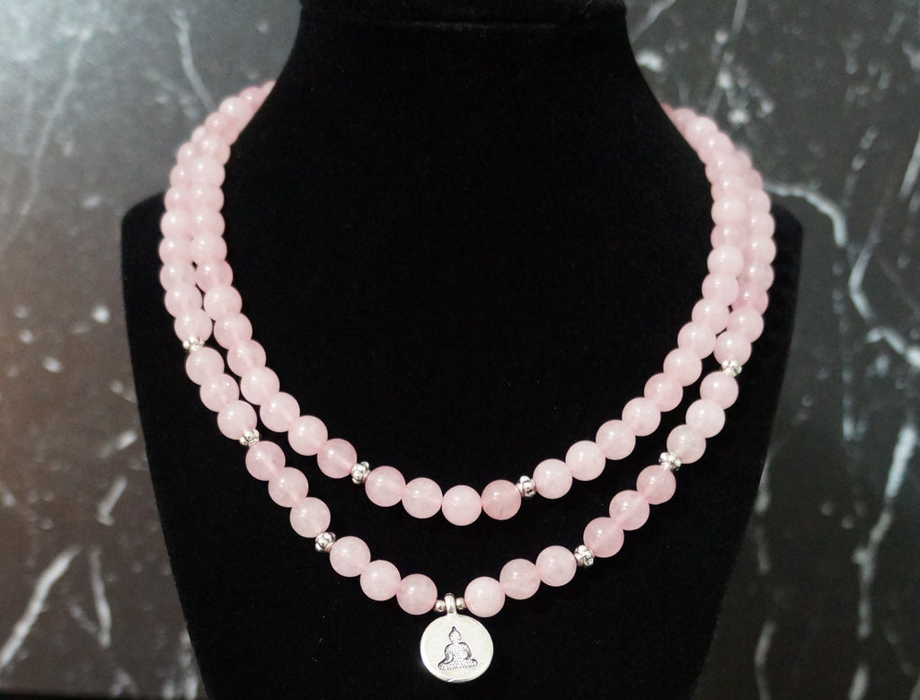 Necklace - Rose Quartz Mala (Bead) with Buddha Charm