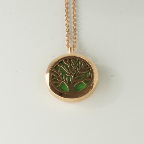 Necklace - Locket for Essential Oil - Tree of Life 1 (Gold)