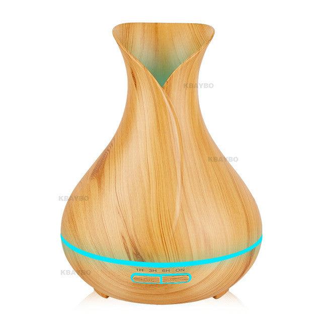 400ml Aroma Essential Oil Diffuser Ultrasonic Air Humidifier with Wood Grain 7 Color Changing LED Lights electric aroma diffuser - Pure Bliss and Balance