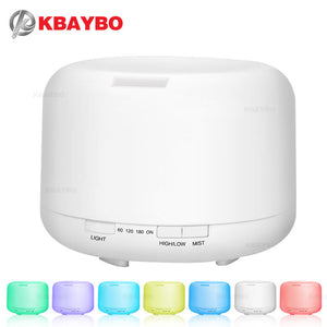 500ML Aromatherapy Essential Oil Diffuser Ultrasonic Air Humidifier with 4 Timer Settings 7 LED Color Changing Lamps, 10 Hours - Pure Bliss and Balance