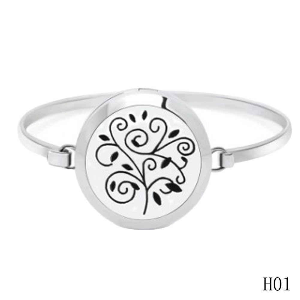 11 Styles High Quality Stainless Steel Flower Perfume Bracelet Wrist Aroma Essential Oil  Bangle - Pure Bliss and Balance