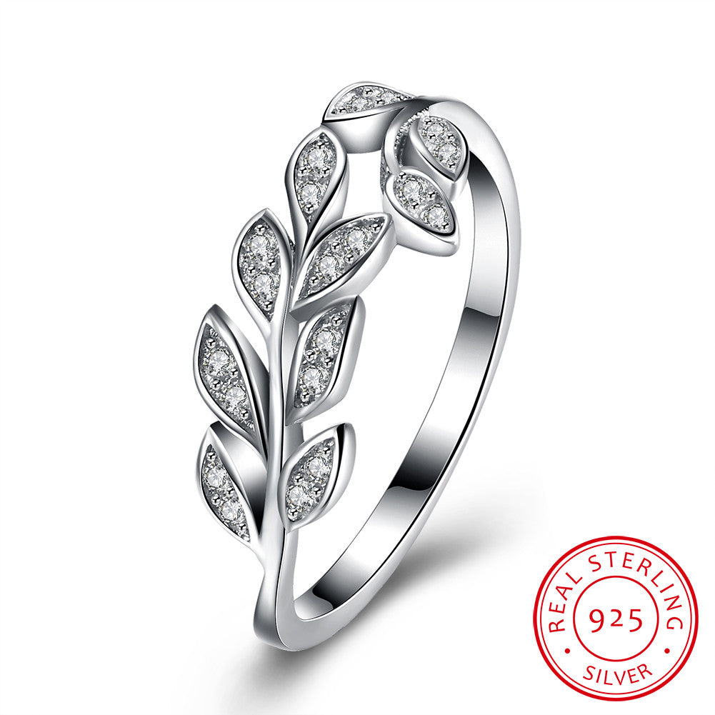 925 Sterling Silver Ring olive branch inlaid stone ring jewelry wholesaler SVR 145 - Pure Bliss and Balance