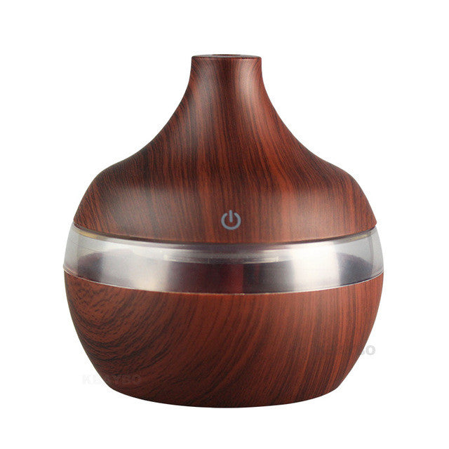 USB  300ml Aroma Humidifier Aromatherapy Wood Grain 7 Color LED Lights Electric Aromatherapy Essential Oil Aroma Diffuser - Pure Bliss and Balance
