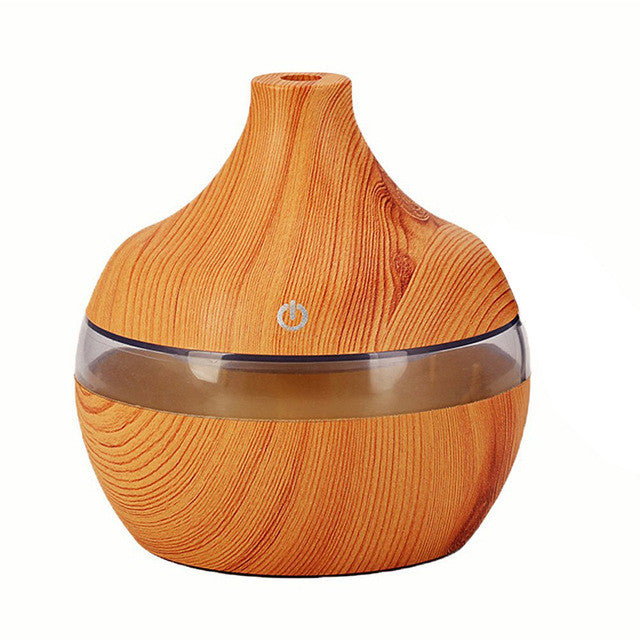 USB  300ml Aroma Humidifier Aromatherapy Wood Grain 7 Color LED Lights Electric Aromatherapy Essential Oil Aroma Diffuser - Pure Bliss and Balance
